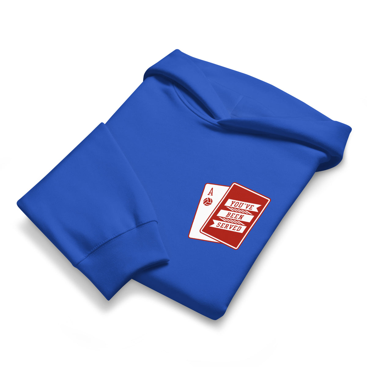You've Been Served Volleyball Hoodie Folded Blue