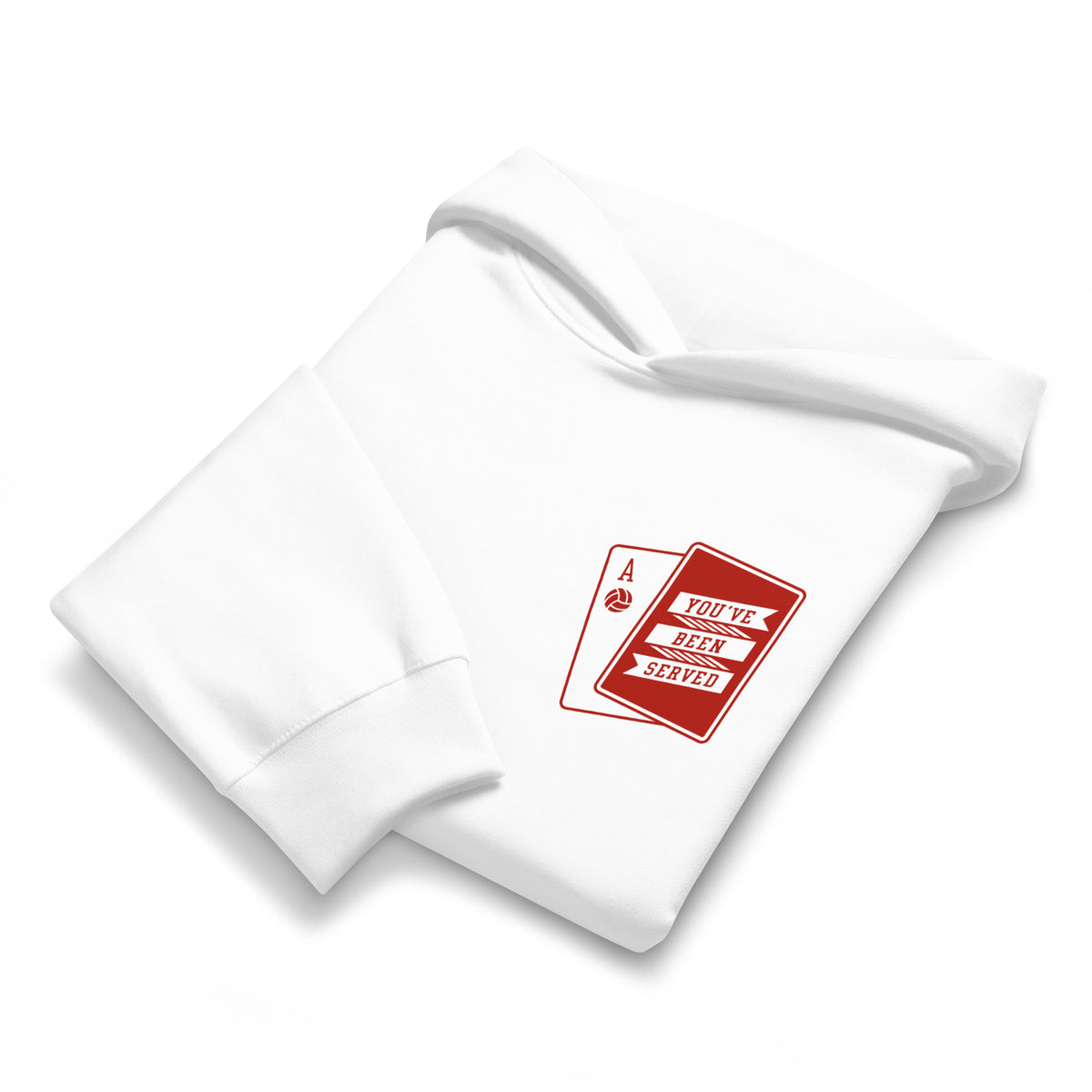 You've Been Served Volleyball Hoodie Folded White