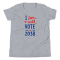 Youth Voting Shirt- I can and will vote in 2038 gray